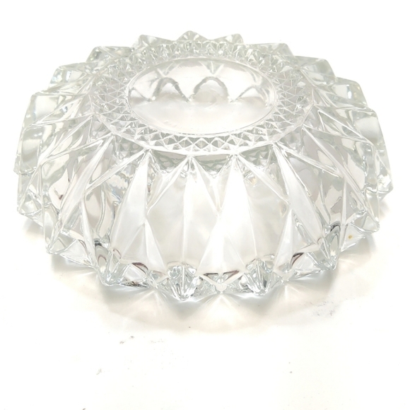 Vintage Pressed Glass Bowl – Diamond Point Cut Design Candy or Trinket Dish - Picture 3 of 4